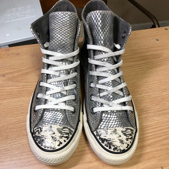 *SOLD!* Converse Metallic Silver Snakeskin Sneaker - Picture 3 of 8